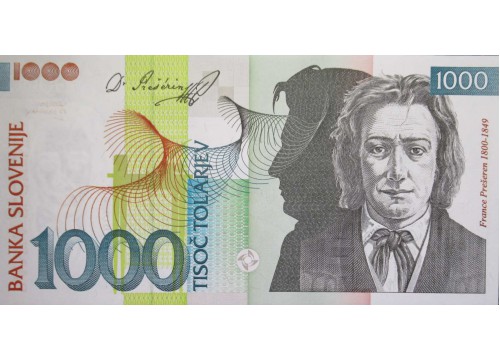Банкнота Словения 1000 (тысяча) толаров 2004 год. Pick 32b. UNC