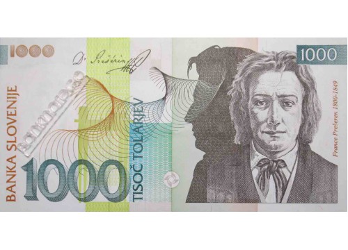 Банкнота Словения 1000 (тысяча) толаров 2004 года. Pick 32c. UNC