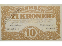 Банкнота Дания 10 (десять) крон 1943 год. Pick 31p6. UNC