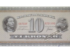 Банкнота Дания 10 (десять) крон 1972 год. Pick 44ag. UNC