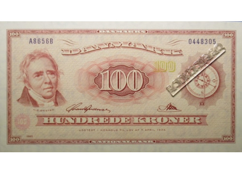 Банкнота Дания 100 (сто) крон 1965 год. Pick 46d2. UNC