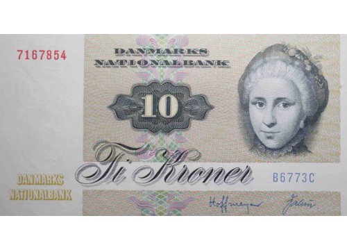 Банкнота Дания 10 (десять) крон 1977 год. Pick 48g2. UNC