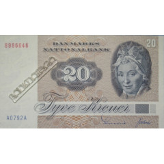 Банкнота Дания 20 (двадцать) крон 1979 год. Pick 49a2. UNC