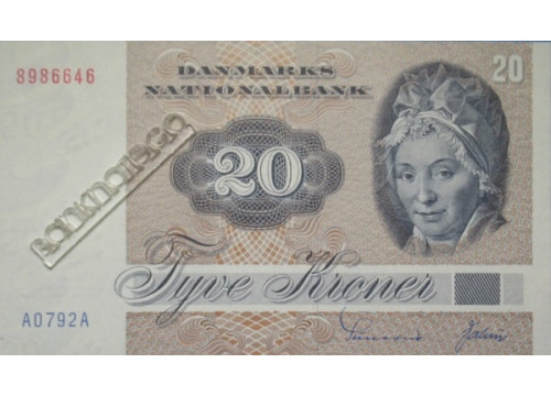Банкнота Дания 20 (двадцать) крон 1979 год. Pick 49a2. UNC