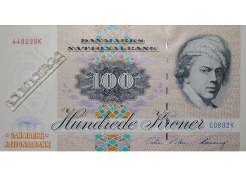 Банкнота Дания 100 (сто) крон 1997 год. Pick 54h. UNC