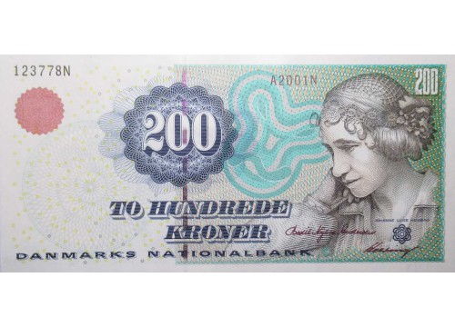Банкнота Дания 200 (двести) крон 2000 год. Pick 57b. UNC