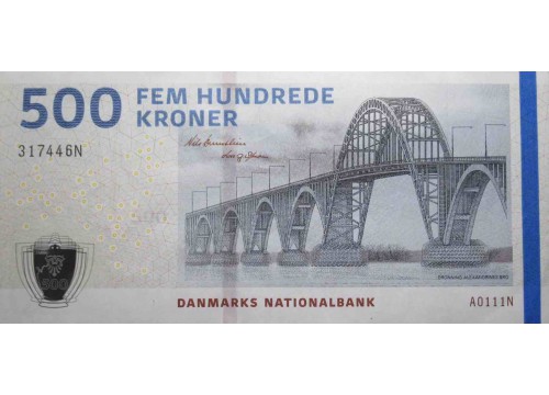 Банкнота Дания 500 (пятьсот) крон 2010 год. Pick 68a. UNC
