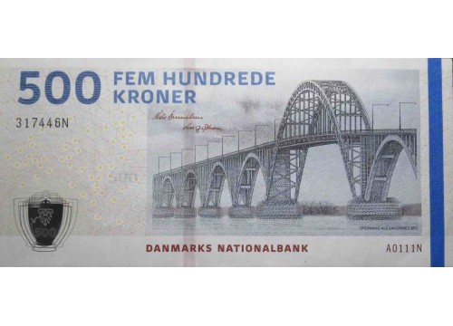 Банкнота Дания 500 (пятьсот) крон 2011 год. Pick 68b1. UNC