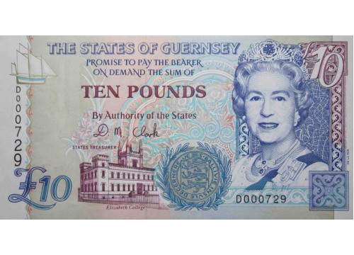 Банкнота Гернси 10 (десять) фунтов 1996-2008 год. Pick 57b. UNC