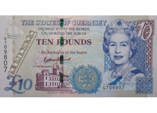 Банкнота Гернси 10 (пять) фунтов 2023 год. Pick 57e. UNC