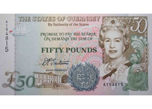 Банкнота Гернси 50 (пятьдесят) фунтов 1996 год. Pick 59. UNC