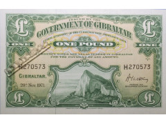 Банкнота Гибралтар 1 (один) фунт 1971 год. Pick 18b. UNC