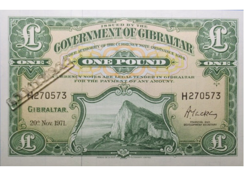 Банкнота Гибралтар 1 (один) фунт 1971 год. Pick 18b. UNC