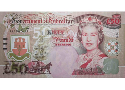 Банкнота Гибралтар 50 (пятьдесят) фунтов 2006 год. Pick 34. UNC