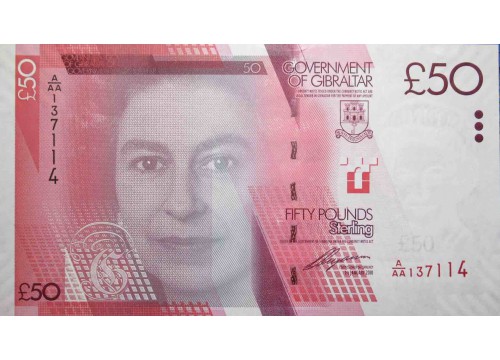 Банкнота Гибралтар 50 (пятьдесят) фунтов 2010 год. Pick 38. UNC
