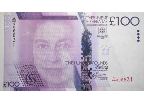 Банкнота Гибралтар 100 (сто) фунтов 2011 год. Pick 39. UNC