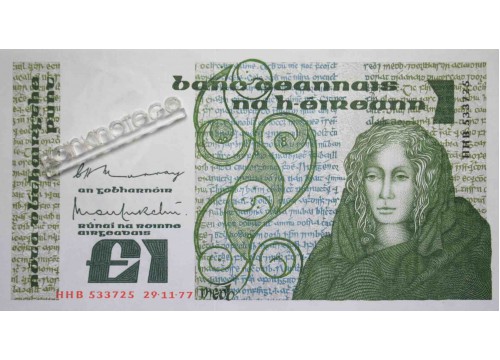 Банкнота Ирландия 1 (один) фунт 1977 год. Pick 70a. UNC