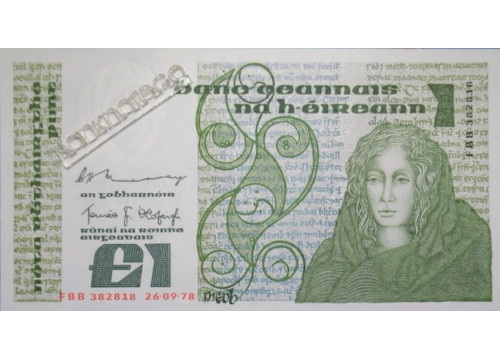 Банкнота Ирландия 1 (один) фунт 1978 год. Pick 70b1. UNC