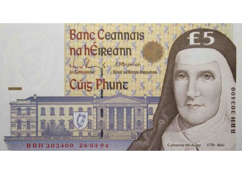 Банкнота Ирландия 5 (пять) фунтов 1994 год. Pick 75a. UNC