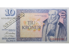 Банкнота Исландия 10 (десять) крон 1961 год. Pick 48a1. UNC
