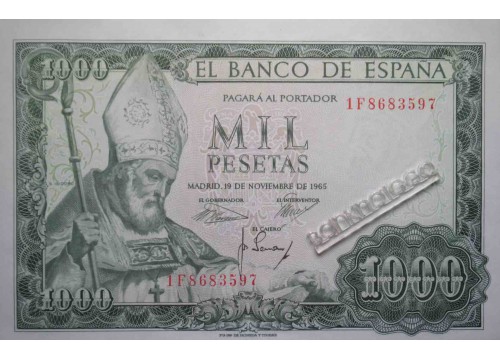 Банкнота Испания 1000 (тысяча) песет 1965 год. Pick 151. UNC