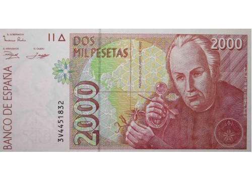 Банкнота Испания 2000 (две тысячи) песет 1996 год. Pick 164. UNC