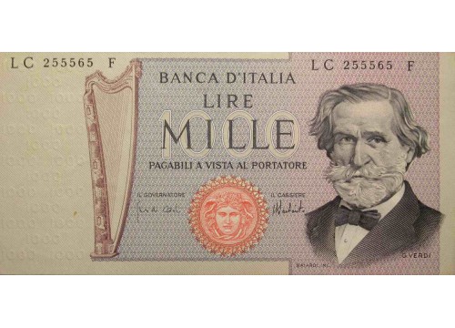 Банкнота Италия 1000 (тысяча) лир 1975 год. Pick 101d. UNC