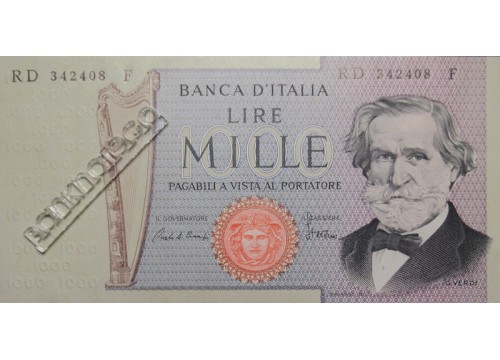Банкнота Италия 1000 (тысяча) лир 1980 год. Pick 101g. UNC