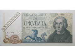 Банкнота Италия 5000 (пять тысяч) лир 1971 год. Pick 102a. UNC