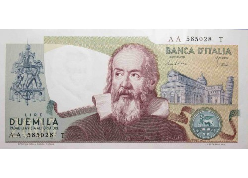 Банкнота Италия 2000 (две тысячи) лир 1983 год. Pick 103c. UNC