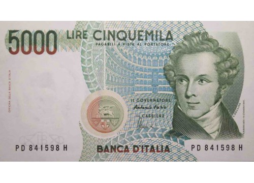Банкнота Италия 5000 (пять тысяч) лир 1985 год. Pick 111c. UNC