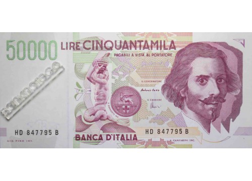 Банкнота Италия 50000 (пятьдесят тысяч) лир 1992 год. Pick 116c. UNC