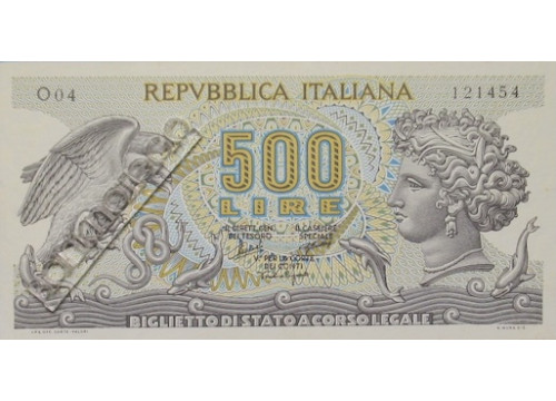 Банкнота Италия 500 (пятьсот) лир 1966 год. Pick 93a. VF