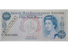 Банкнота Остров Мэн 50 (пятьдесят) пенсов 1972-79 год. Pick 28с. UNC