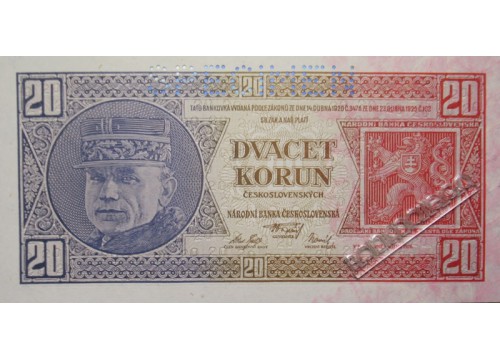 Банкнота Чехословакия 20 (двадцать) крон 1926 год. Pick 21. UNC