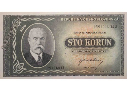 Банкнота Чехословакия 100 (сто) крон 1945 год. Pick 63. UNC