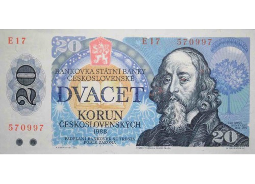 Банкнота Чехословакия 20 (двадцать) крон 1988 год. Pick 95a. UNC