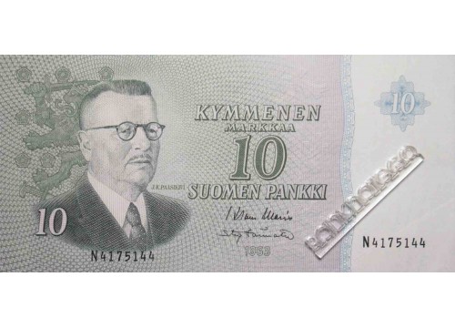 Банкнота Финляндия 10 (десять) марок 1963 год. Pick 100a3. VF