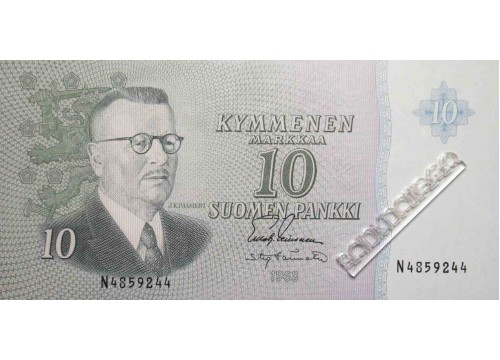 Банкнота Финляндия 10 (десять) марок 1963 год. Pick 100a7. UNC