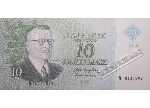 Банкнота Финляндия 10 (десять) марок 1963 год. Pick 104a31. UNC