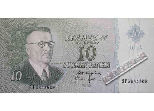 Банкнота Финляндия 10 (десять) марок 1963 год. Pick 104a34. UNC