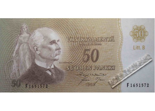 Банкнота Финляндия 50 (пятьдесят) марок 1963 год. Pick 107a58. UNC