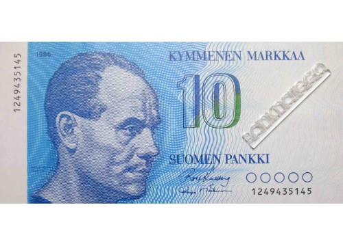 Банкнота Финляндия 10 (десять) марок 1986 год. Pick 113a10. UNC