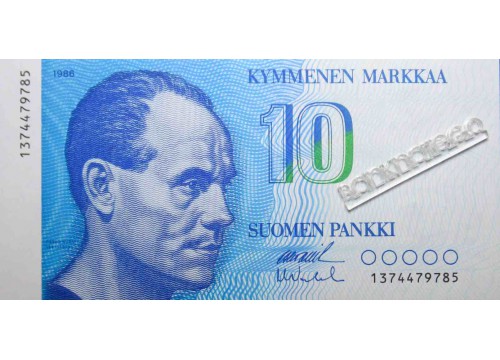 Банкнота Финляндия 10 (десять) марок 1986 год. Pick 113a36. UNC