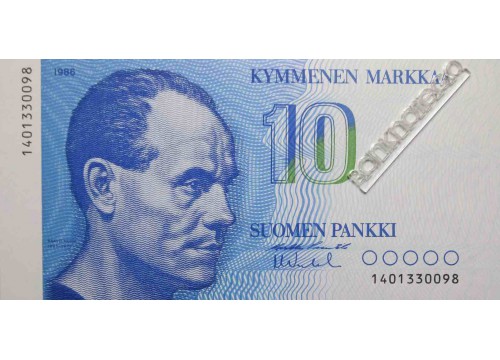 Банкнота Финляндия 10 (десять) марок 1986 год. Pick 113a40. UNC