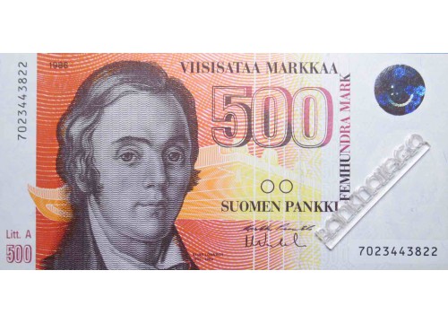 Банкнота Финляндия 500 (пятьсот) марок 1991 год. Pick 120.20. UNC