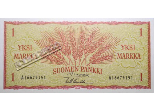 Банкнота Финляндия 1 (одна) марка 1963 год. Pick 98a16. UNC