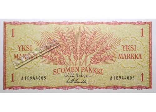 Банкнота Финляндия 1 (одна) марка 1963 год. Pick 98a34. UNC