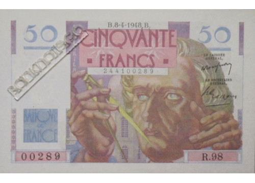 Банкнота Франция 50 (пятьдесят) франков 1948 год. Pick 127b4. UNC