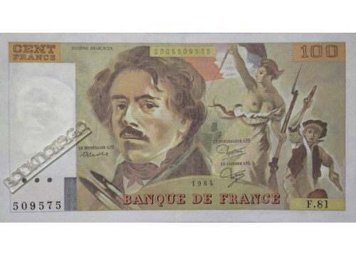 Банкнота Франция 100 (сто) франков 1984 год. Pick 154b6. UNC